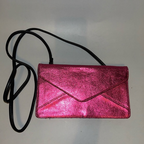 Handbags - Pre loved fushia shimmer crossbody clutch